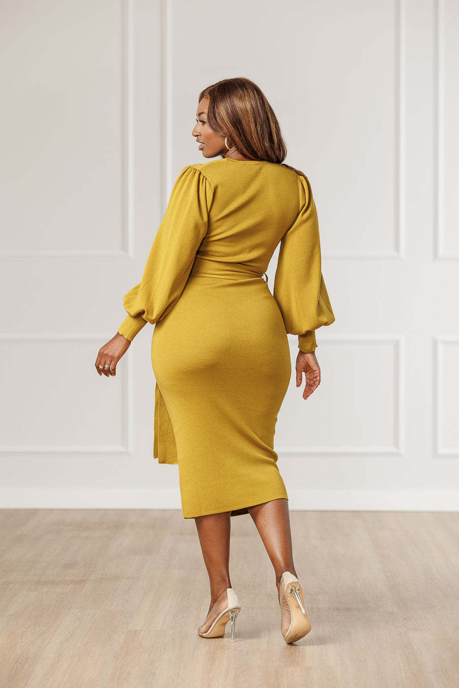 Morique Sweater Knit Dress - Citrine