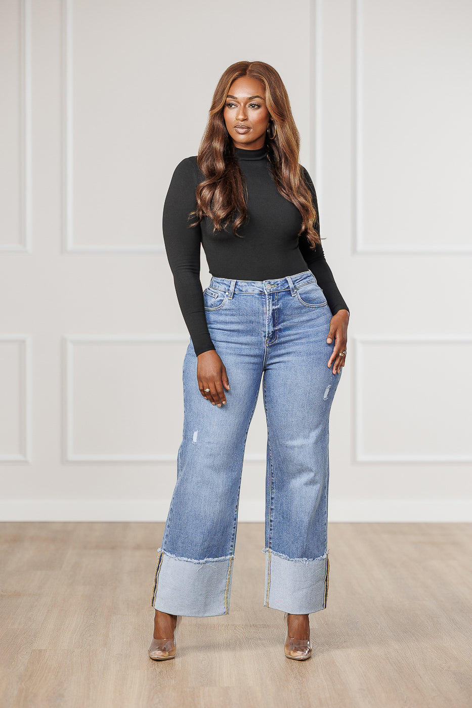Rue Wide Cuffed Straight Jeans
