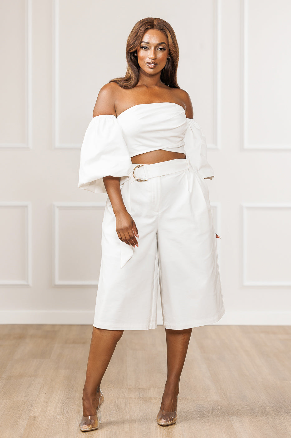 FINAL SALE - Miller Belted Cropped Pants - Off White