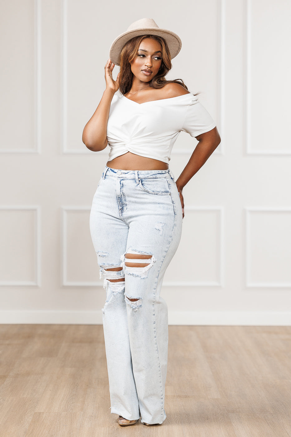 Vanna Knot Crop Top - Off White