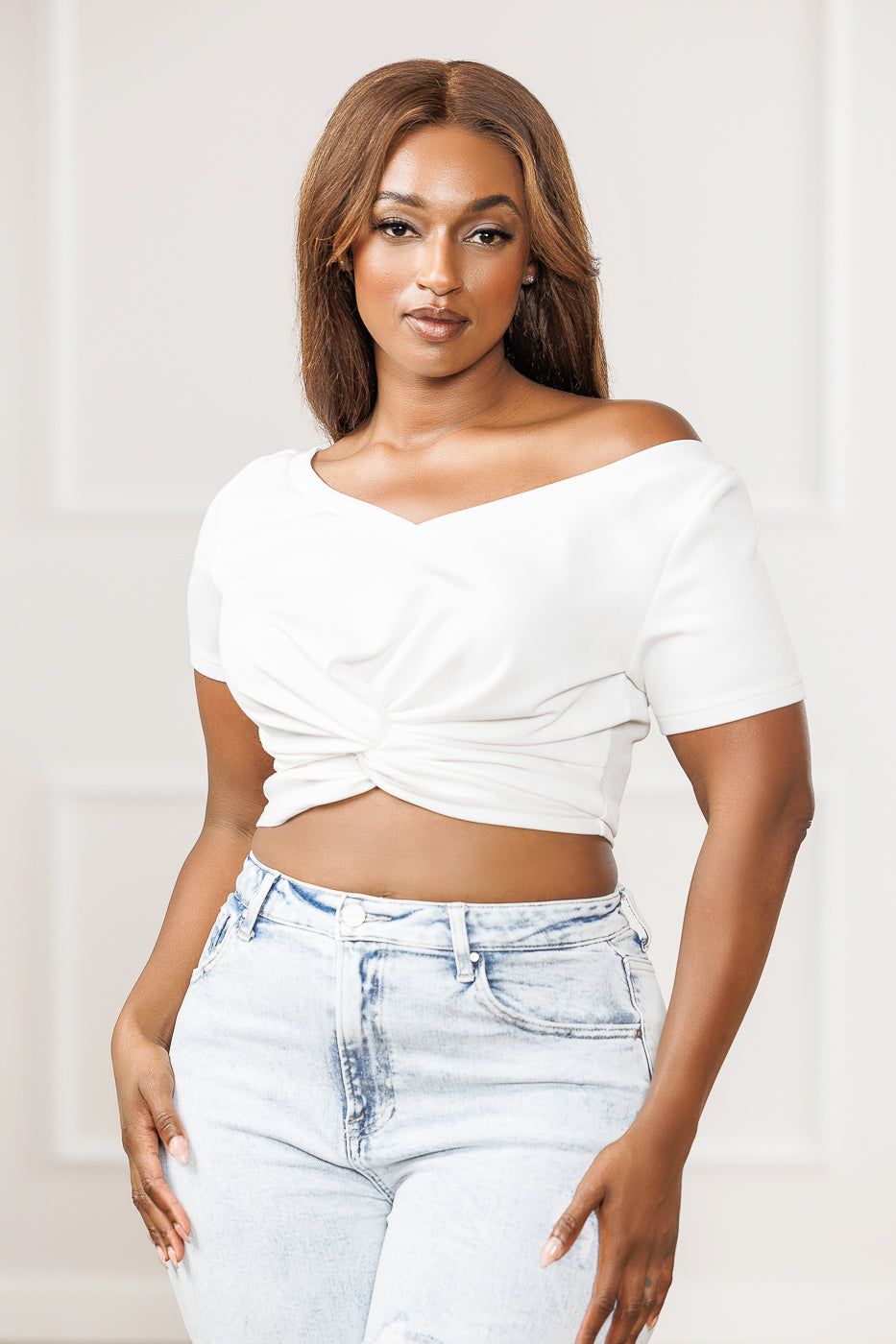 Vanna Knot Crop Top - Off White