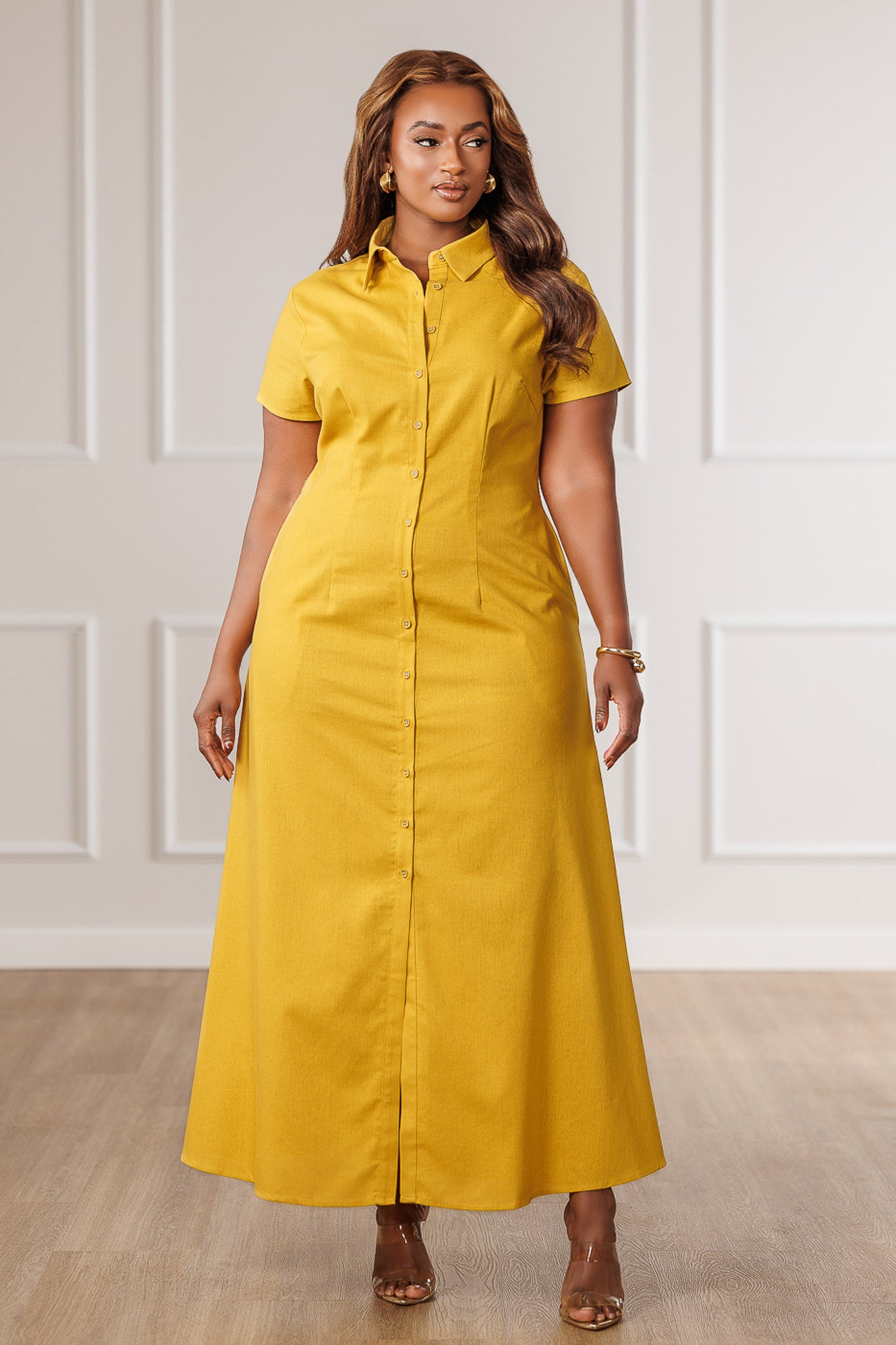 Zella Shirt Maxi Dress - Yellow