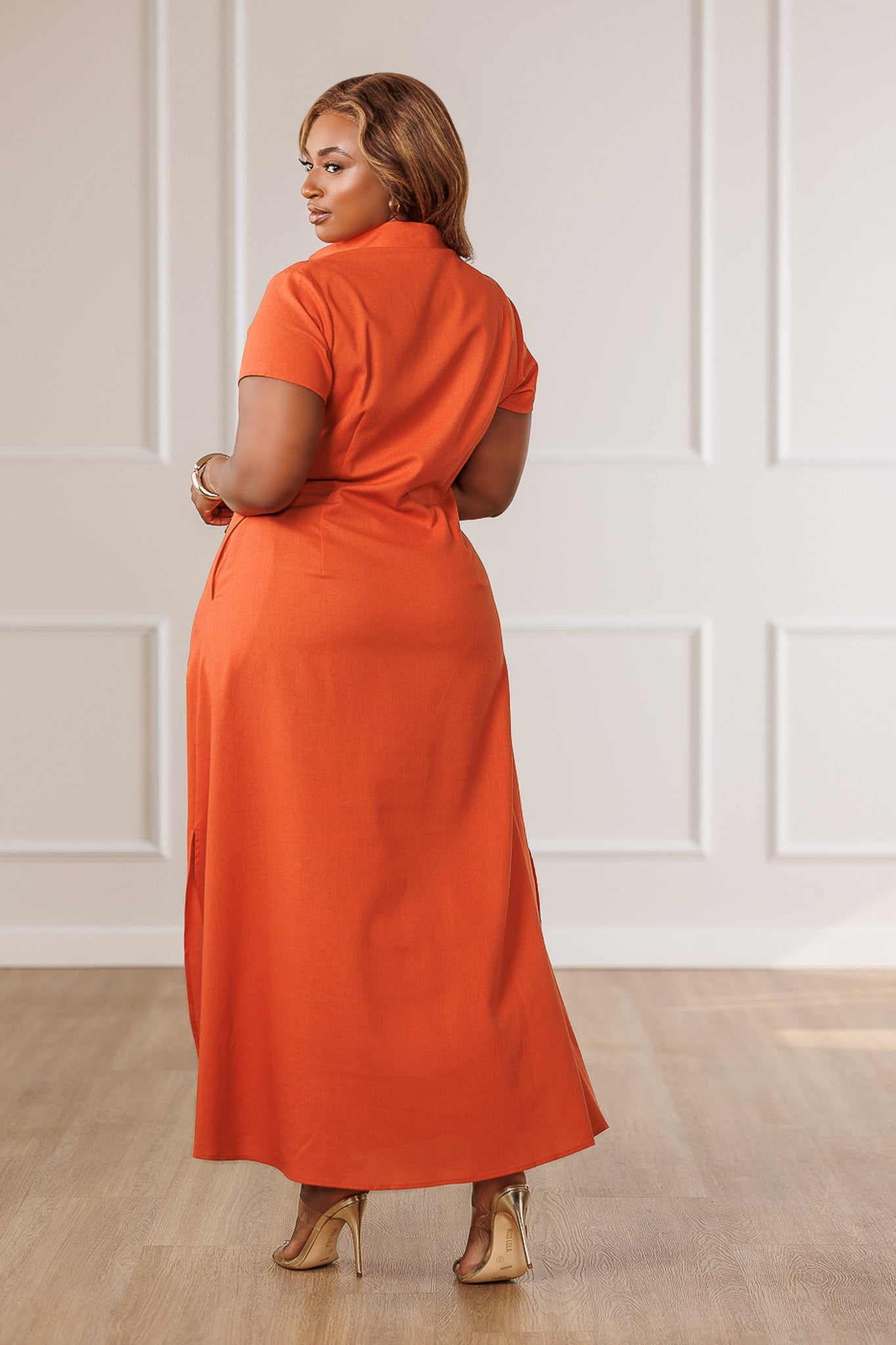 Zella Shirt Maxi Dress - Orange