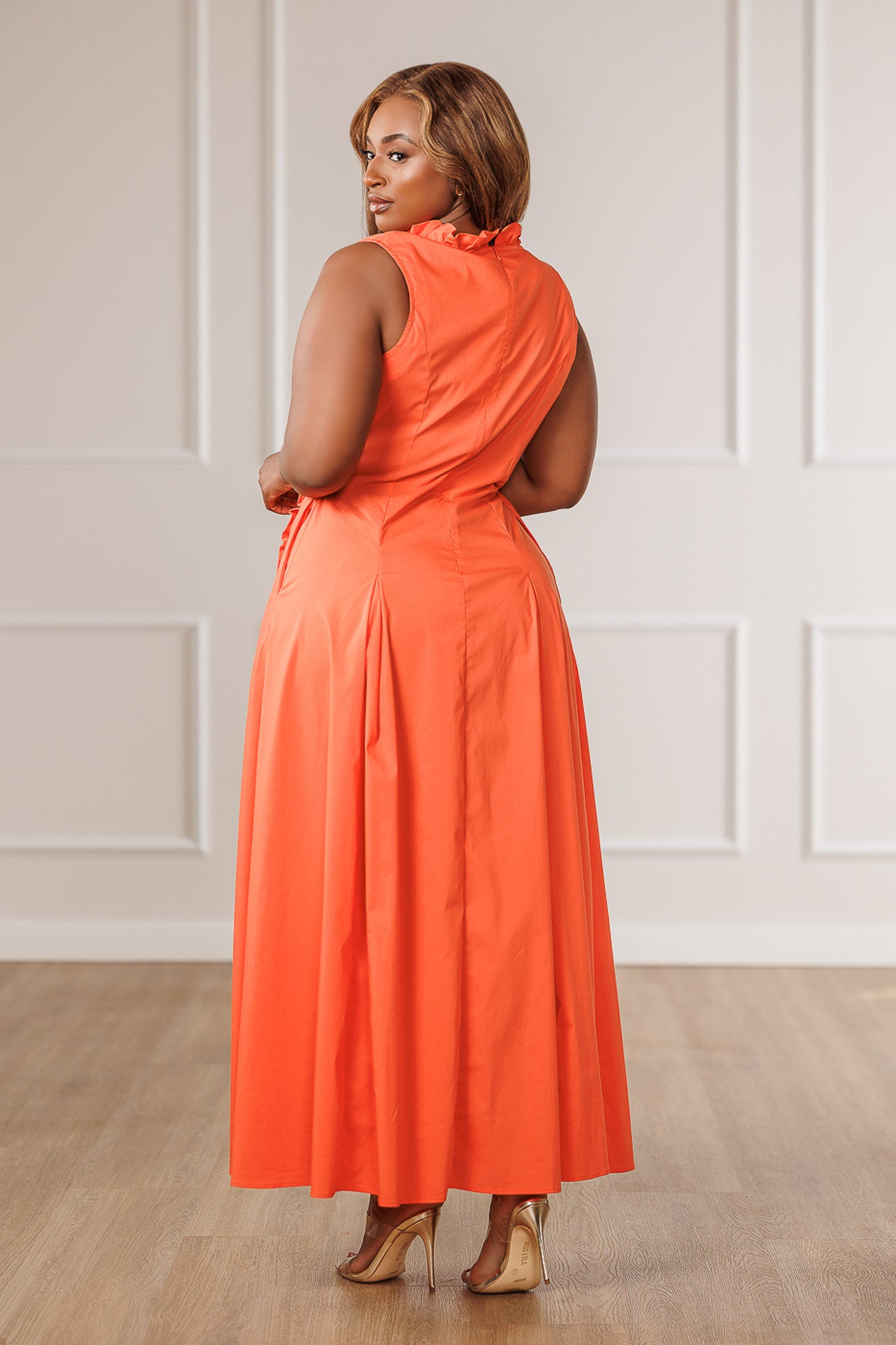 Sage Wrap Slit Dress - Orange