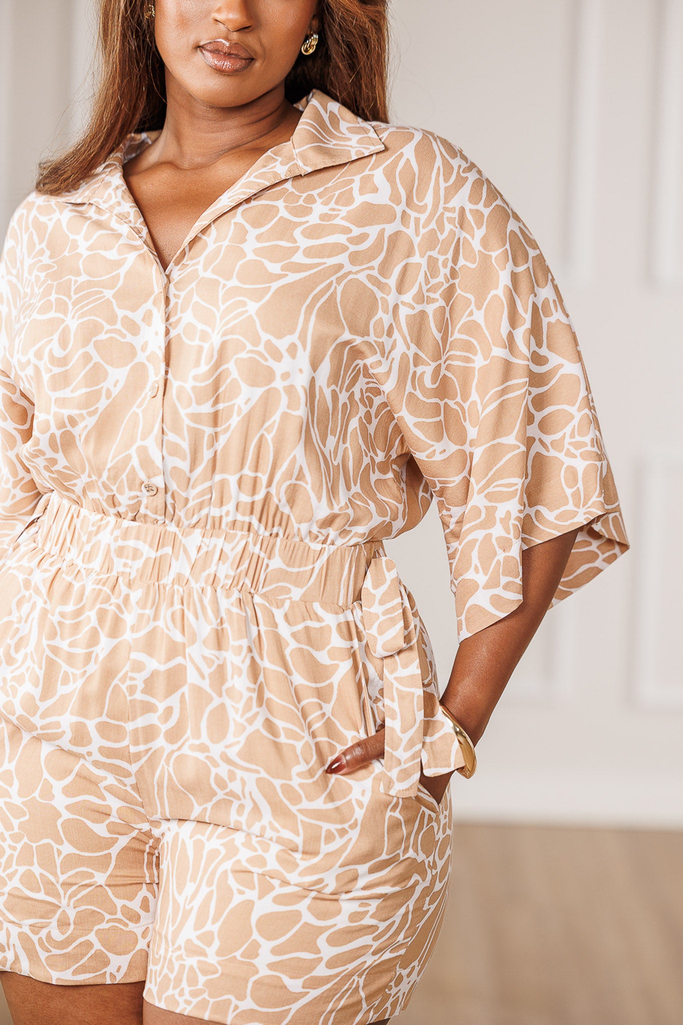 Raquel Side Tie Romper - Sand