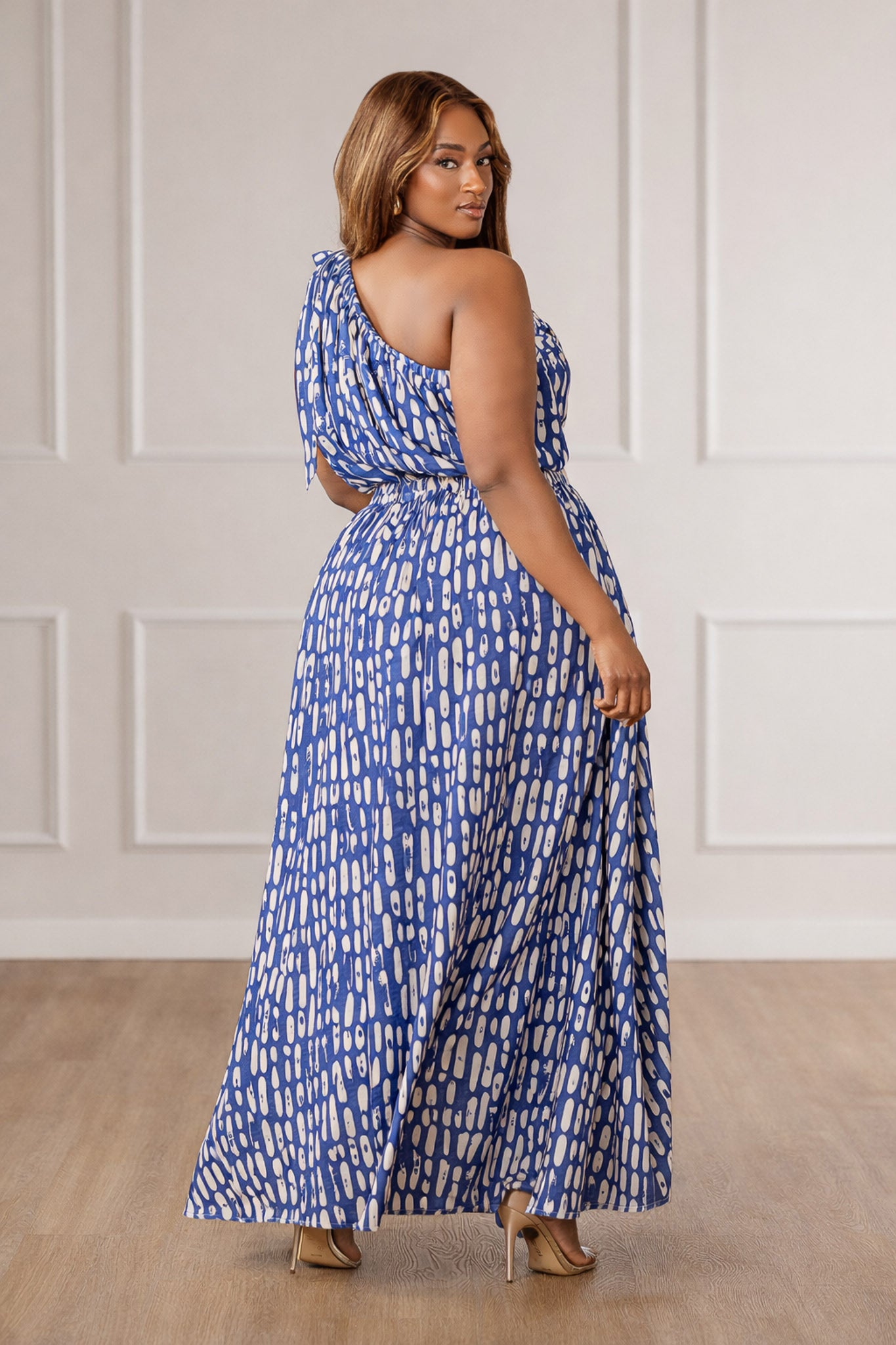 Coral One Shoulder Maxi Dress