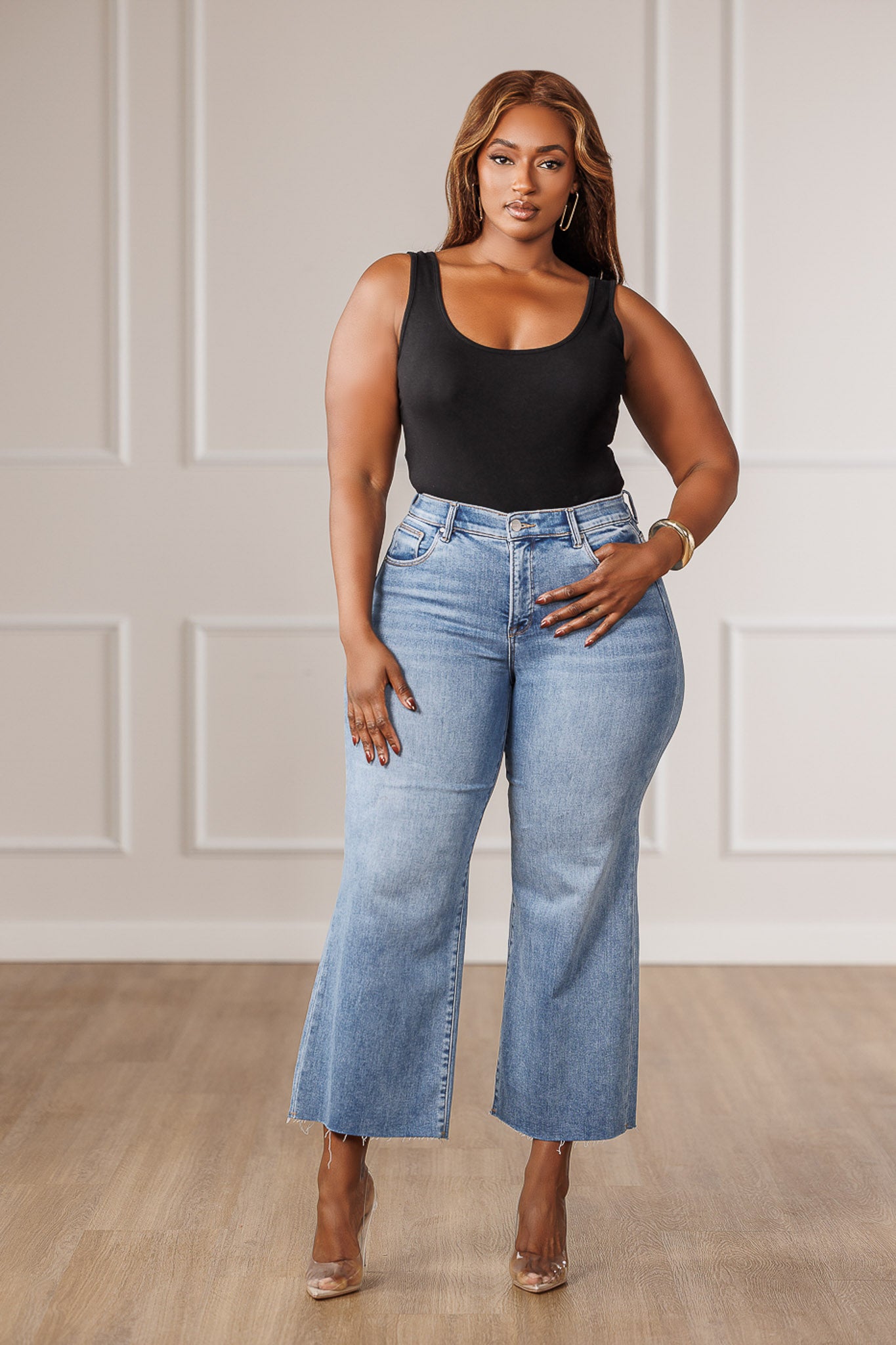 Lennon Wide Raw Hem Jeans