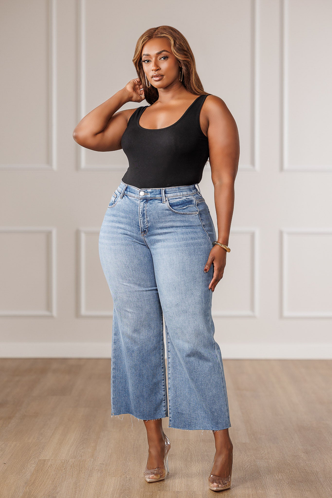 Lennon Wide Raw Hem Jeans