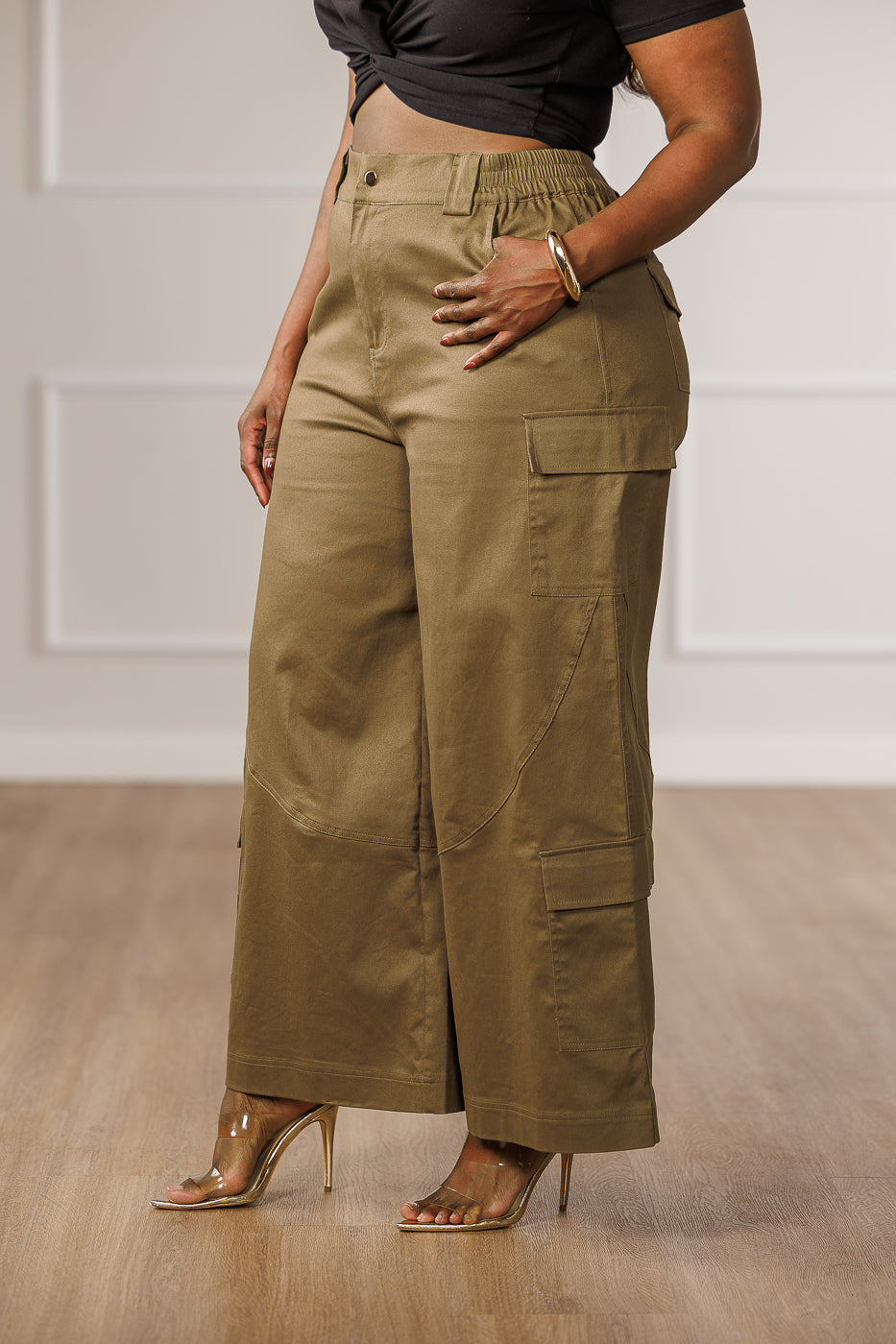 Kalea Wide Cargo Pants - Moss