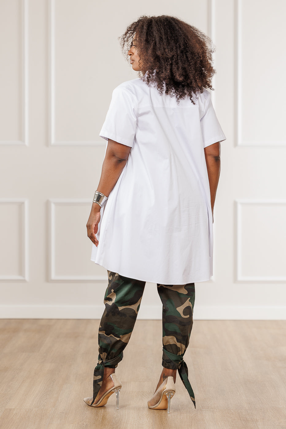 Reva Flared Shirt Dress - White