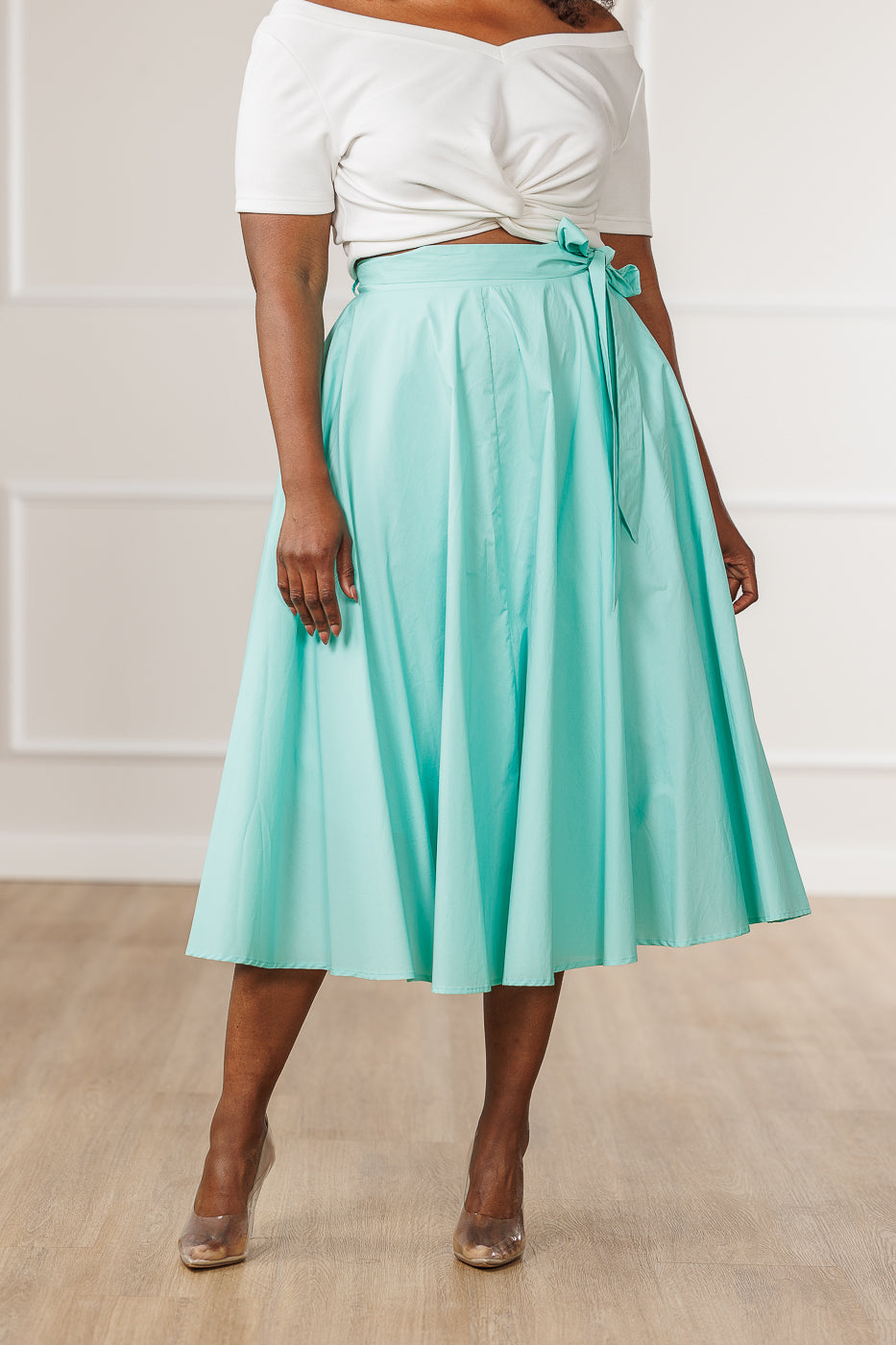 FINAL SALE - Hallie Circle Midi Skirt - Lt. Turquoise