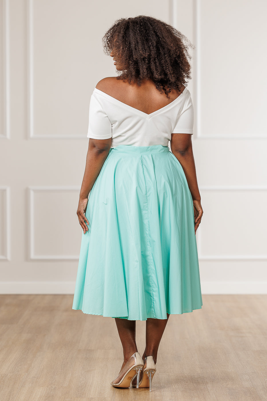 FINAL SALE - Hallie Circle Midi Skirt - Lt. Turquoise