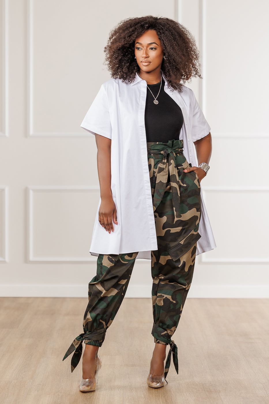 Shanti Paperbag Waist Pants - Camo