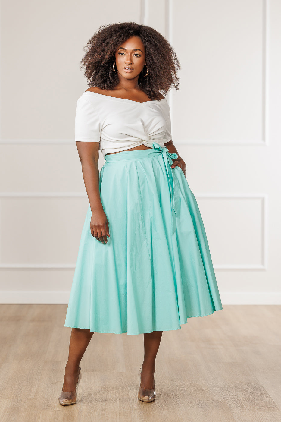 FINAL SALE - Hallie Circle Midi Skirt - Lt. Turquoise