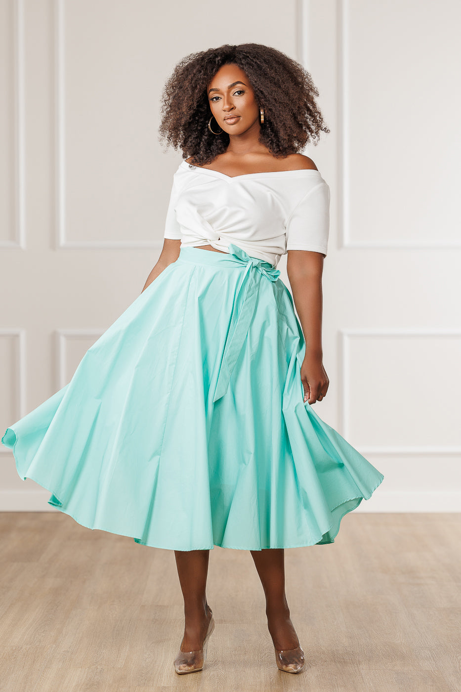 FINAL SALE - Hallie Circle Midi Skirt - Lt. Turquoise