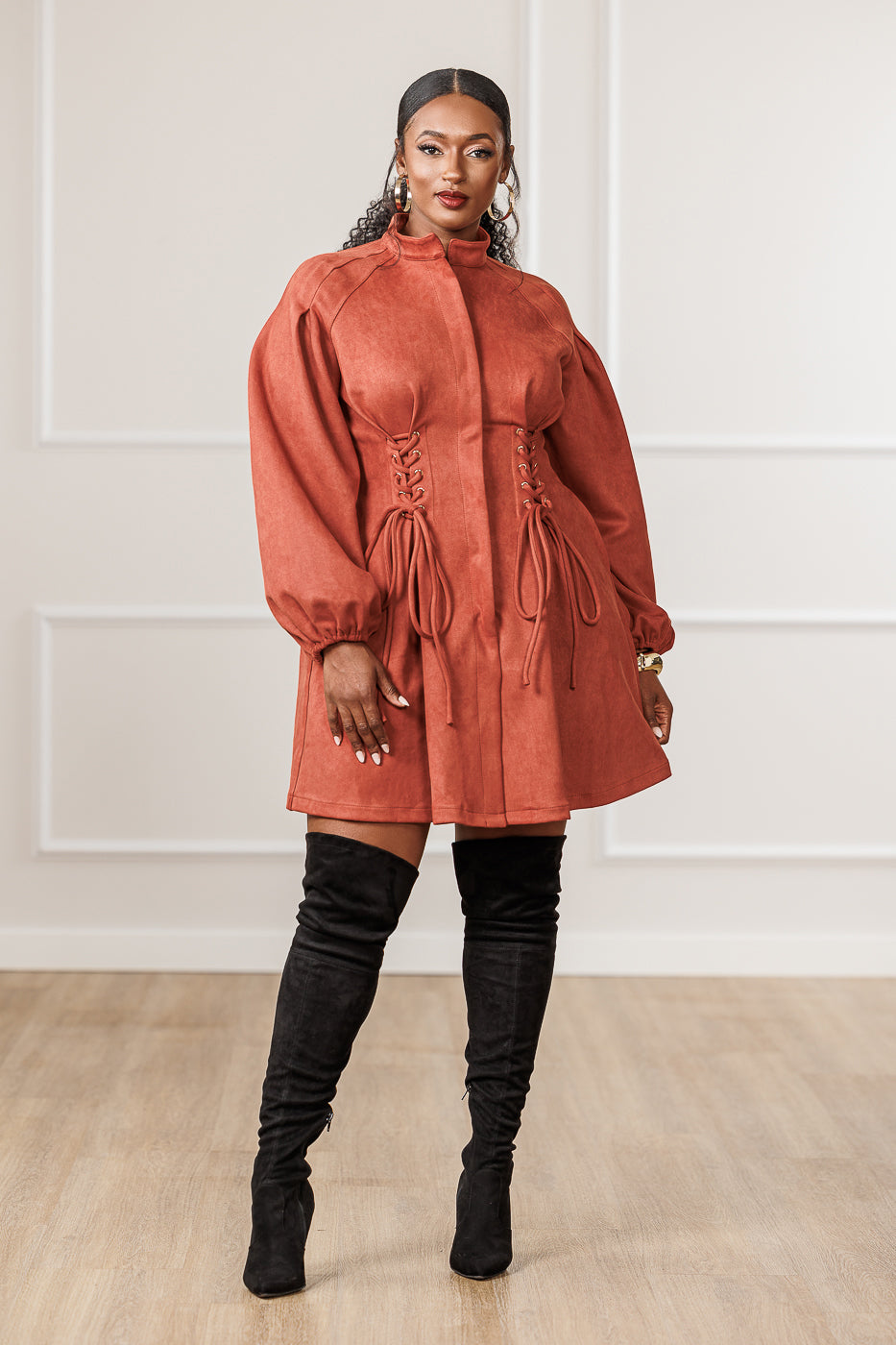 Natalie Lace-Up Mini Dress - Rust – J. Brooks Boutique