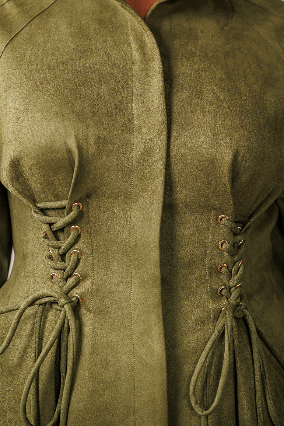 Natalie Lace-Up Mini Dress - Olive