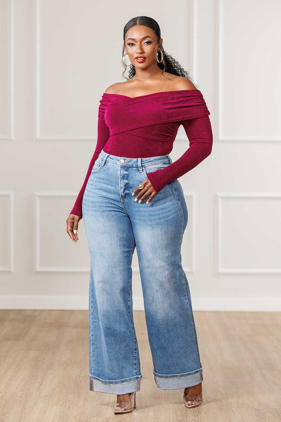 Sadie Wide Cuffed Straight Jeans