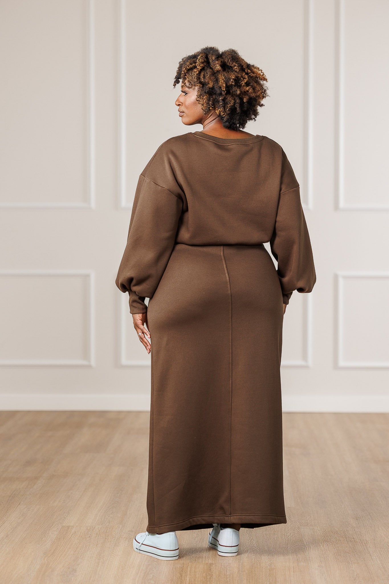 Vivian Fleece Surplice Sweatshirt - Mocha