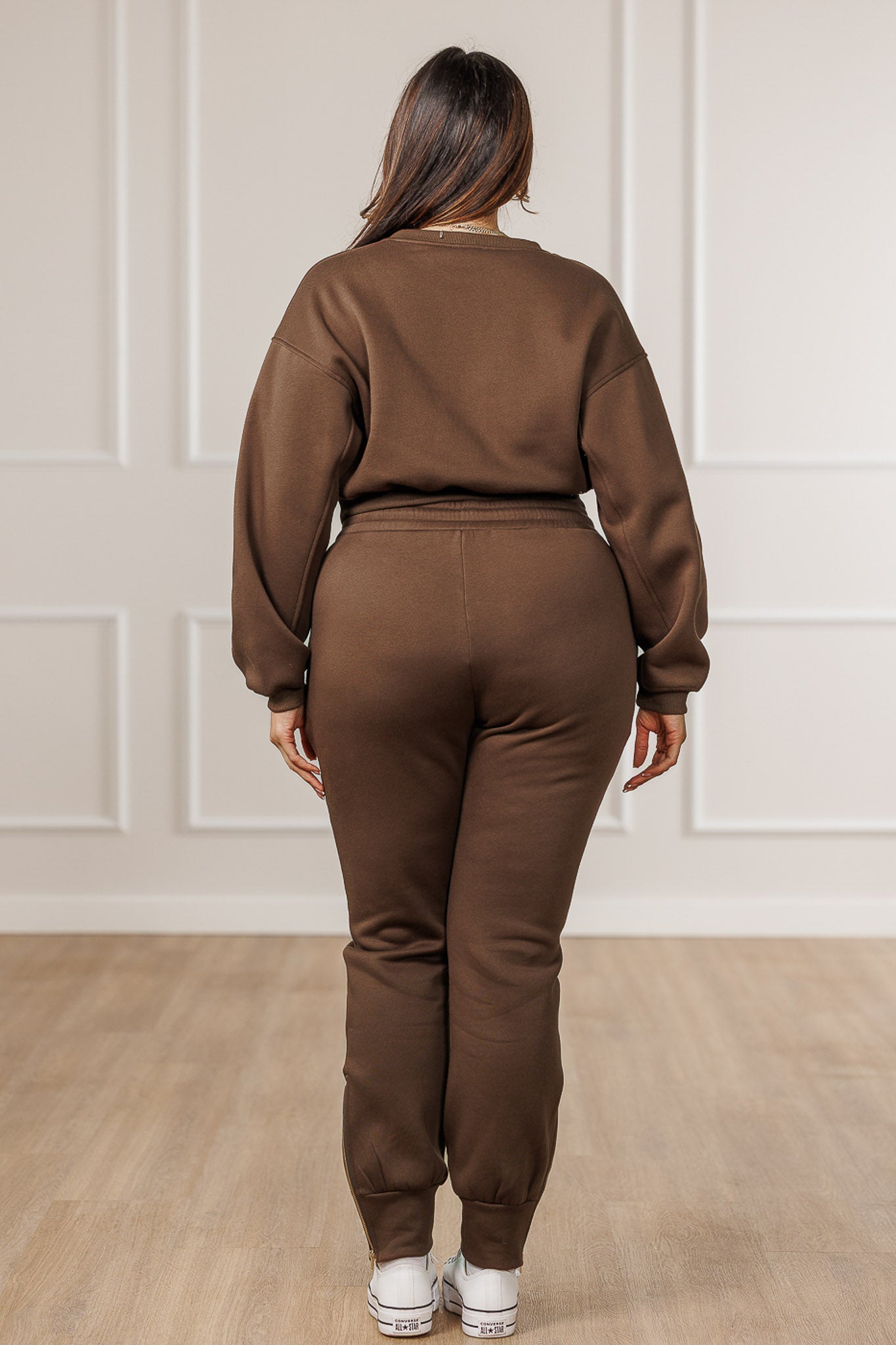 Samira Fleece Cropped Sweatshirt - Mocha