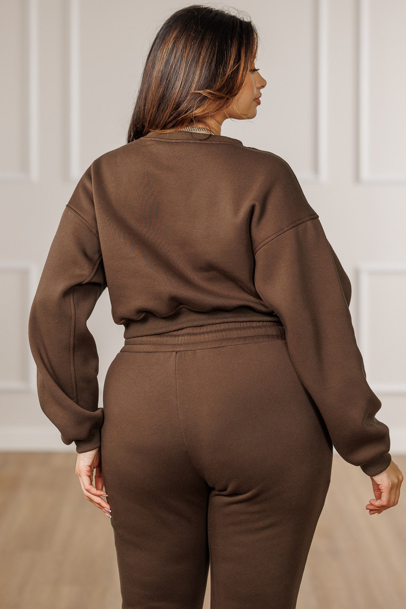 Samira Fleece Cropped Sweatshirt - Mocha