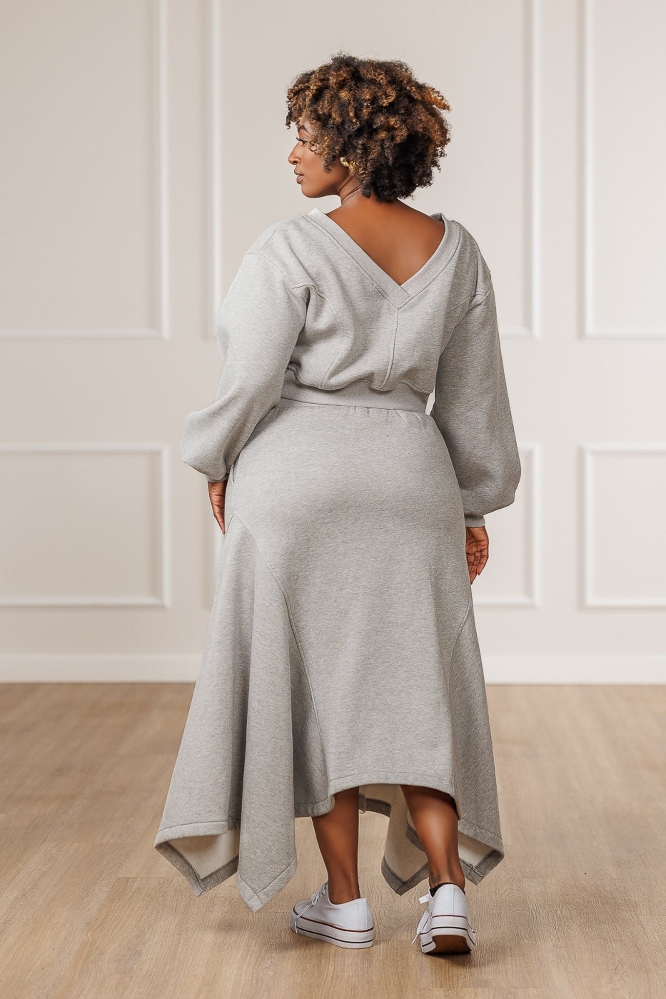 Sable Fleece Handkerchief Skirt - Heather Grey
