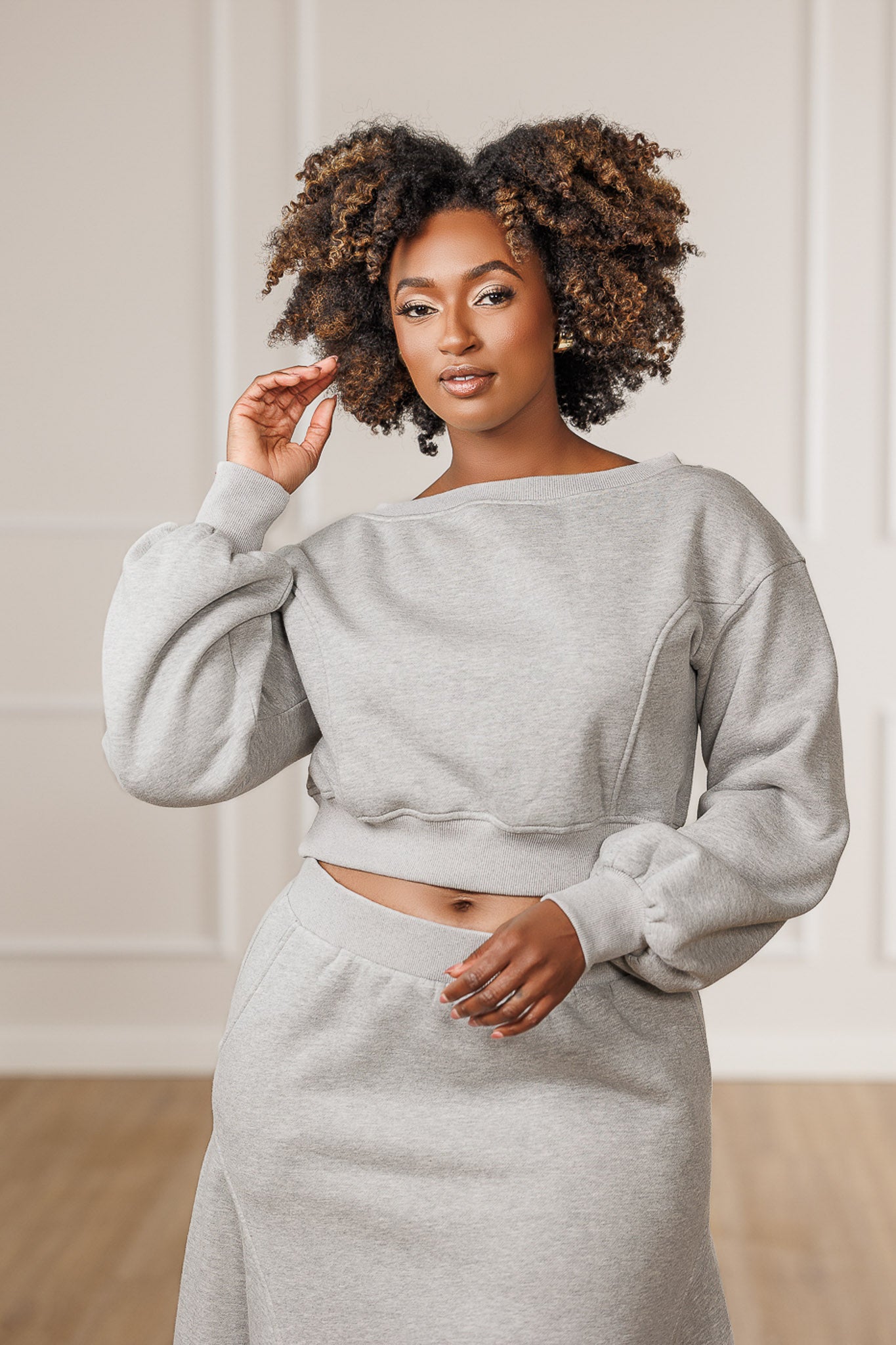 Izra Fleece Open Back Sweatshirt - Heather Grey