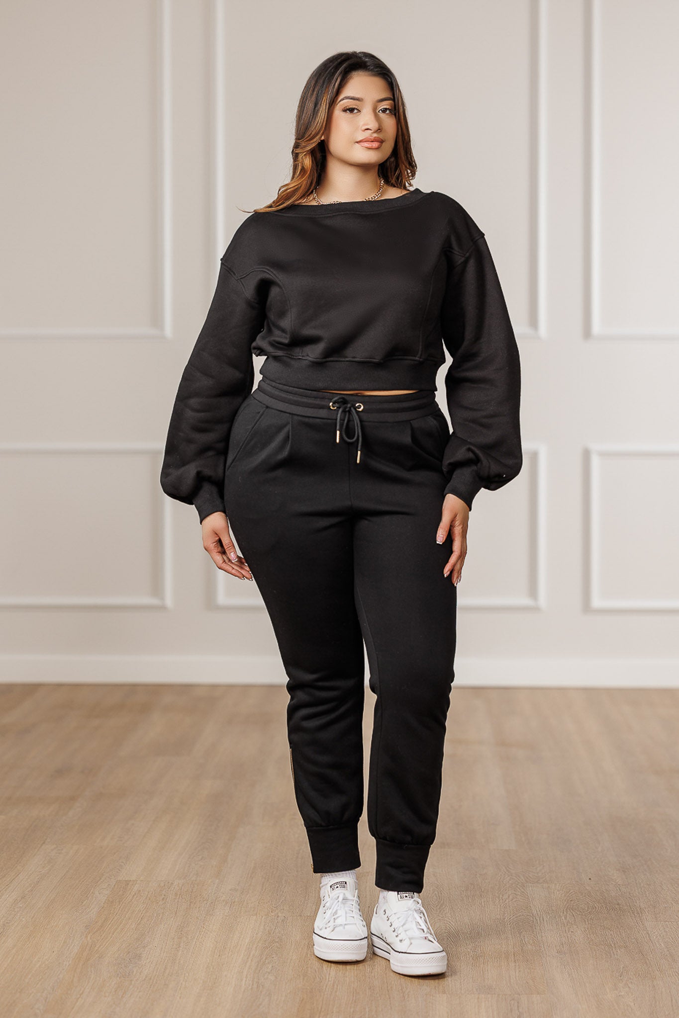Izra Fleece Open Back Sweatshirt - Black