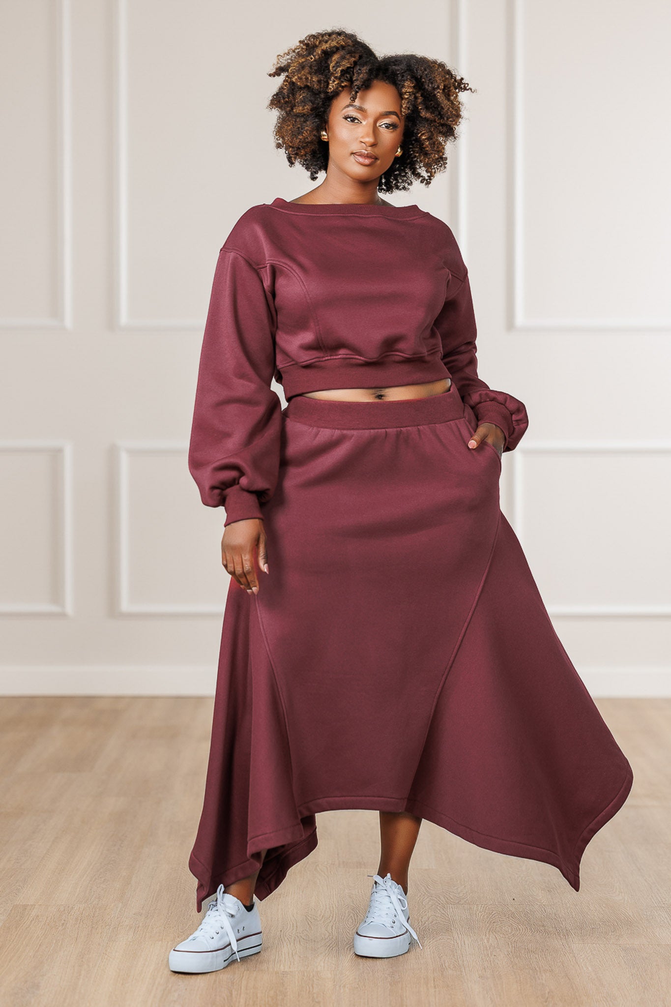 Izra Fleece Open Back Sweatshirt - Maroon