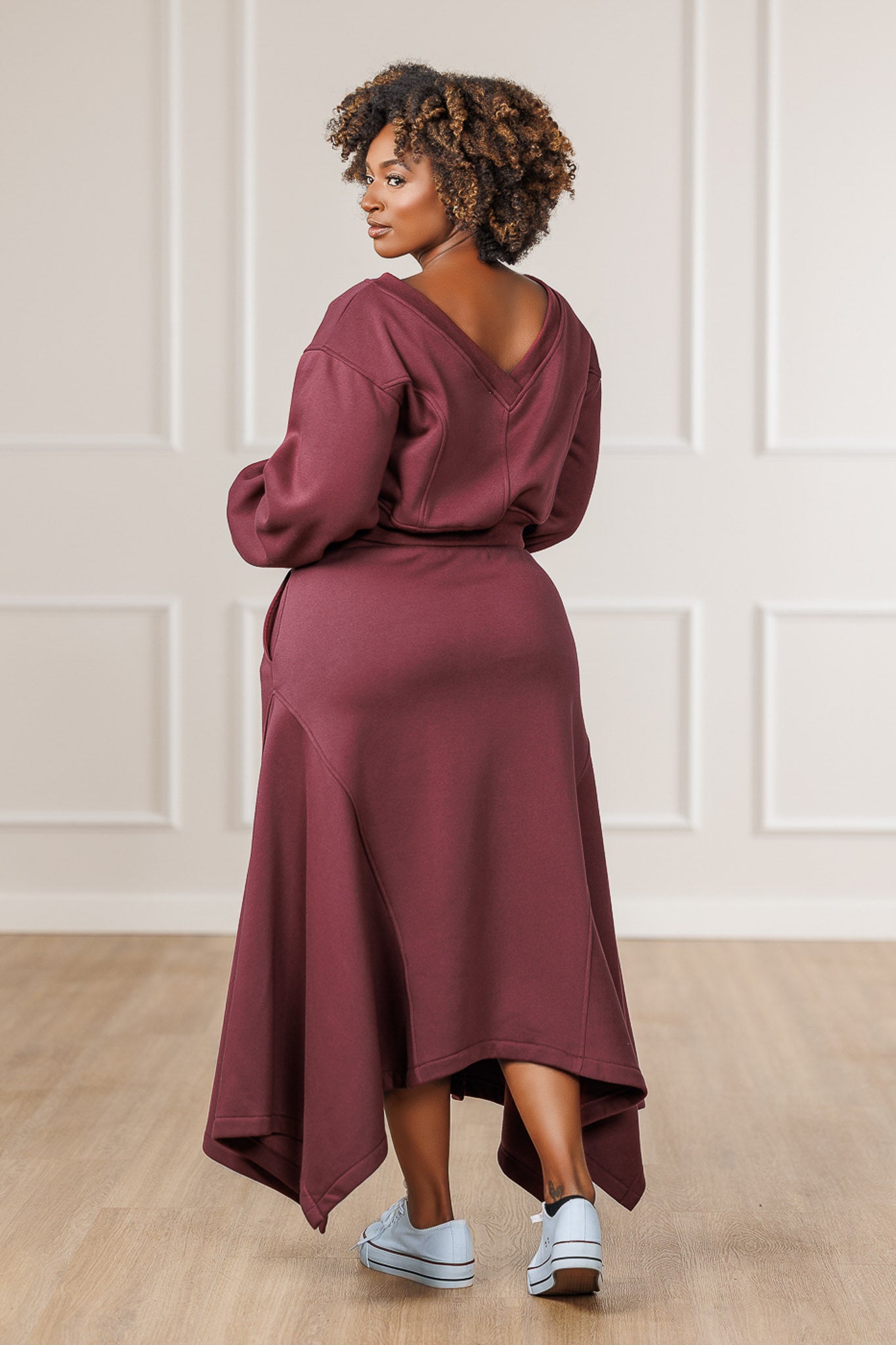 Sable Fleece Handkerchief Skirt - Maroon