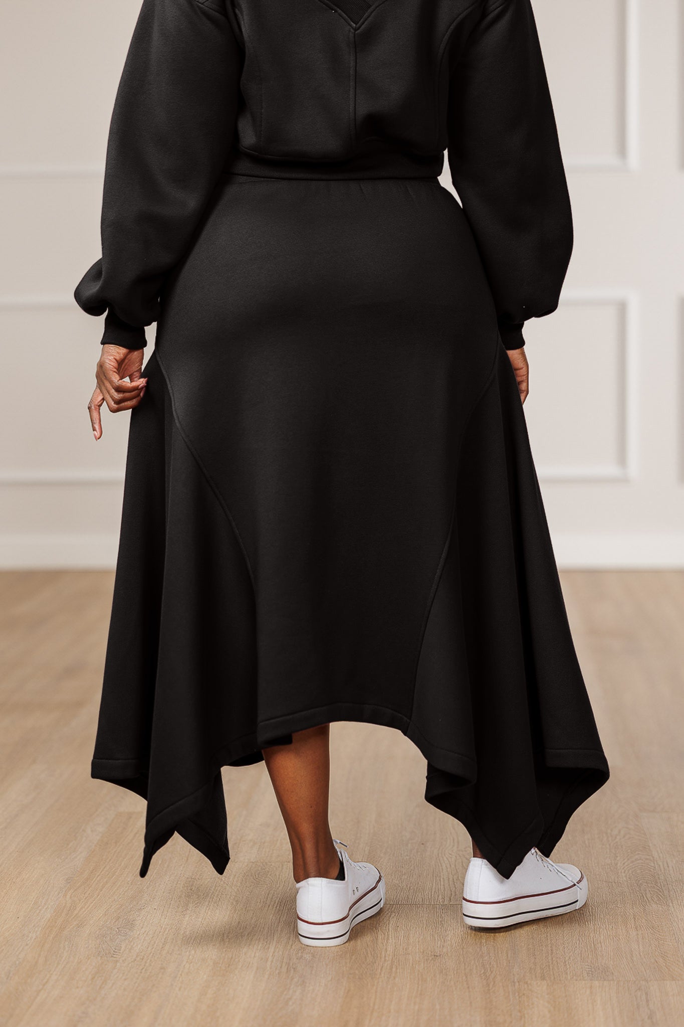 Sable Fleece Handkerchief Skirt - Black