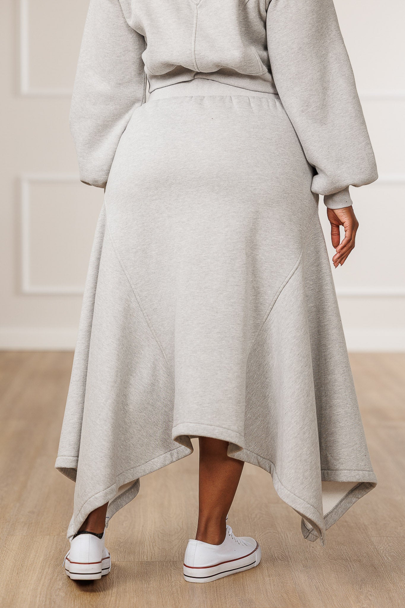 Sable Fleece Handkerchief Skirt - Heather Grey