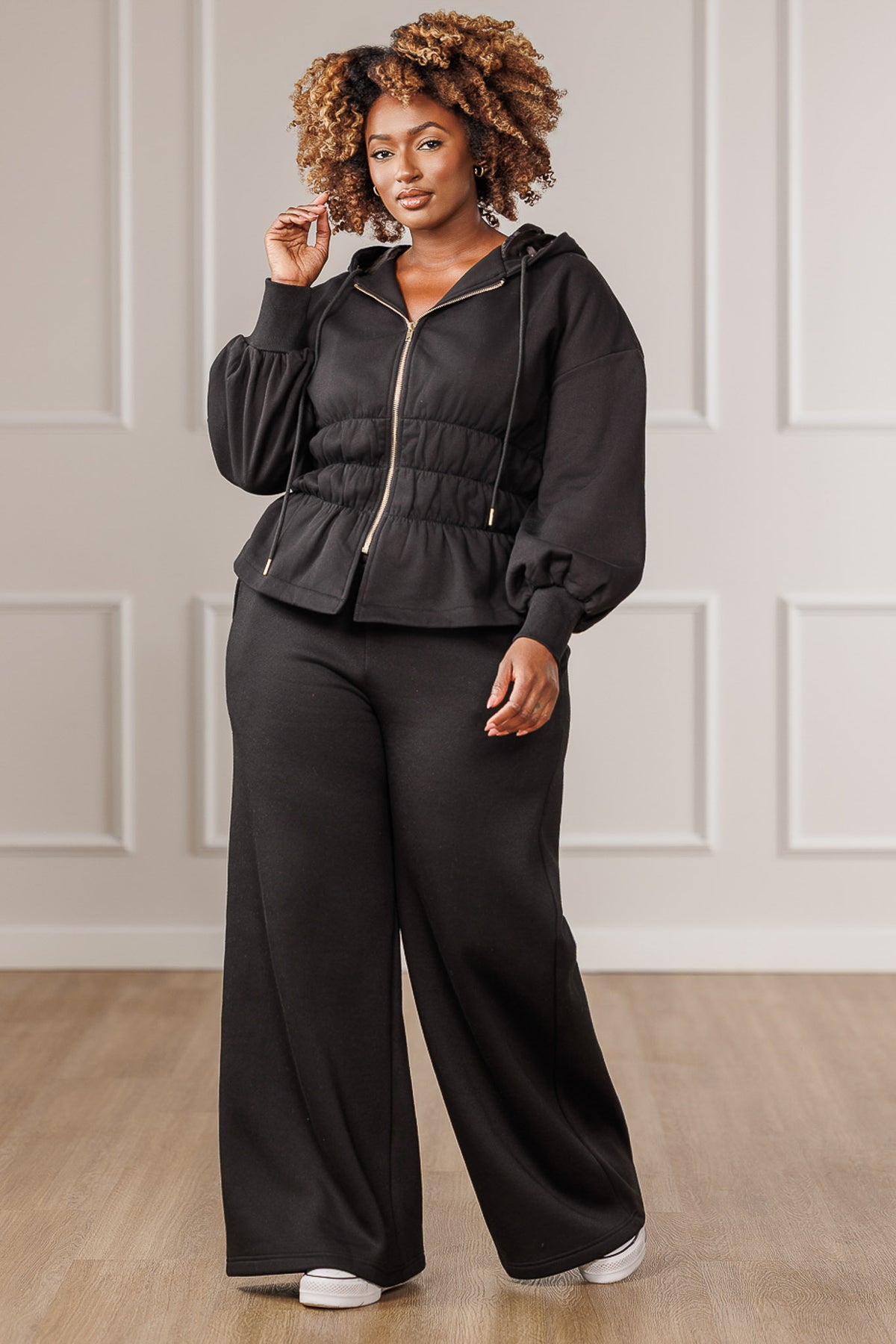 FINAL SALE - Sabrina Fleece Smocked Hooded Jacket