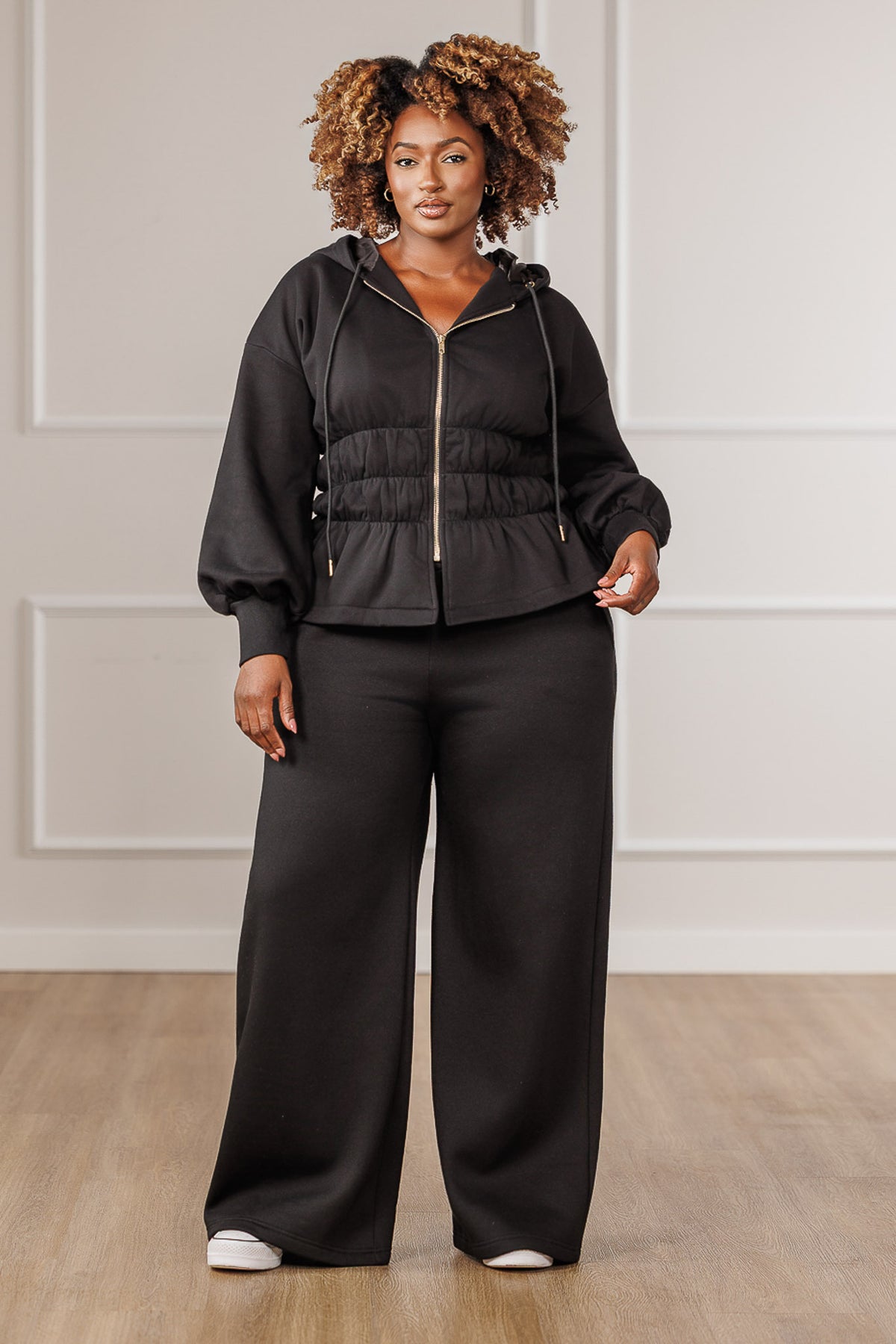 FINAL SALE - Sabrina Fleece Smocked Hooded Jacket