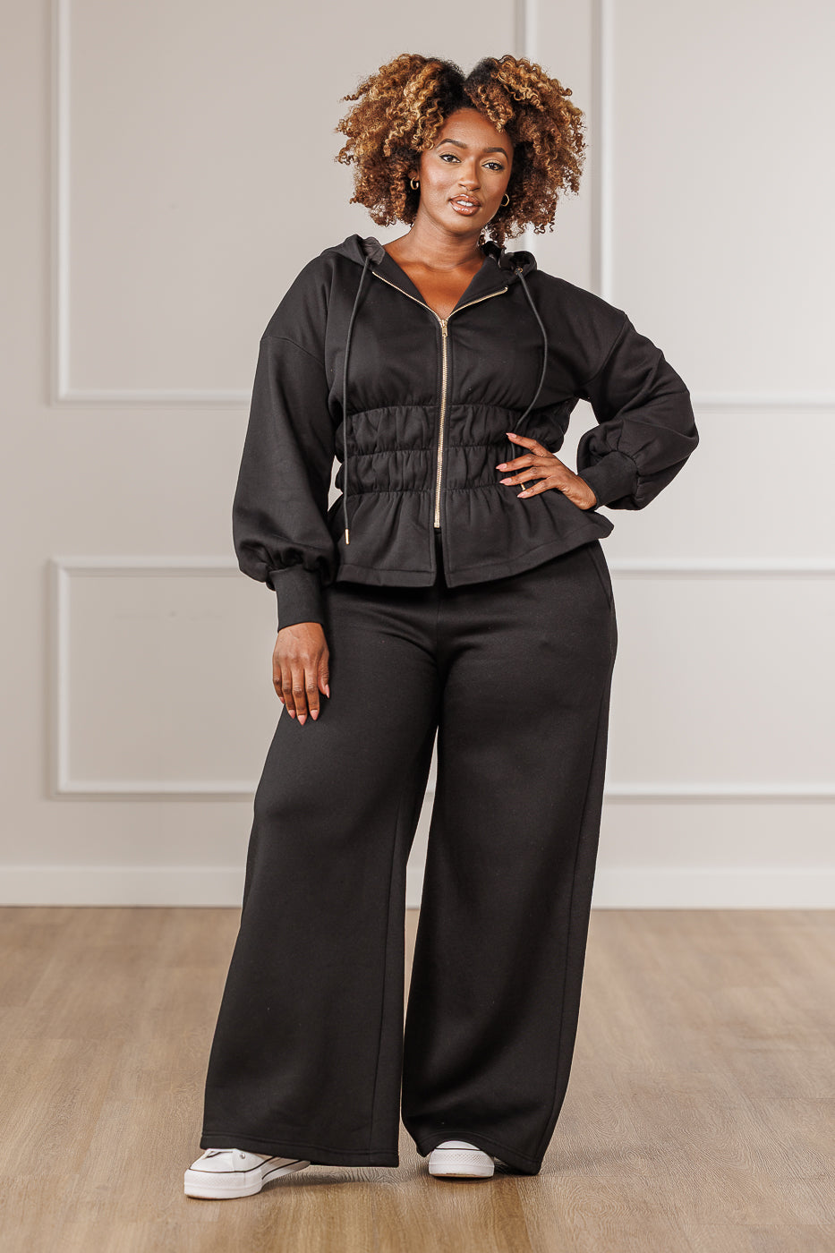 FINAL SALE - Sabrina Fleece Smocked Hooded Jacket