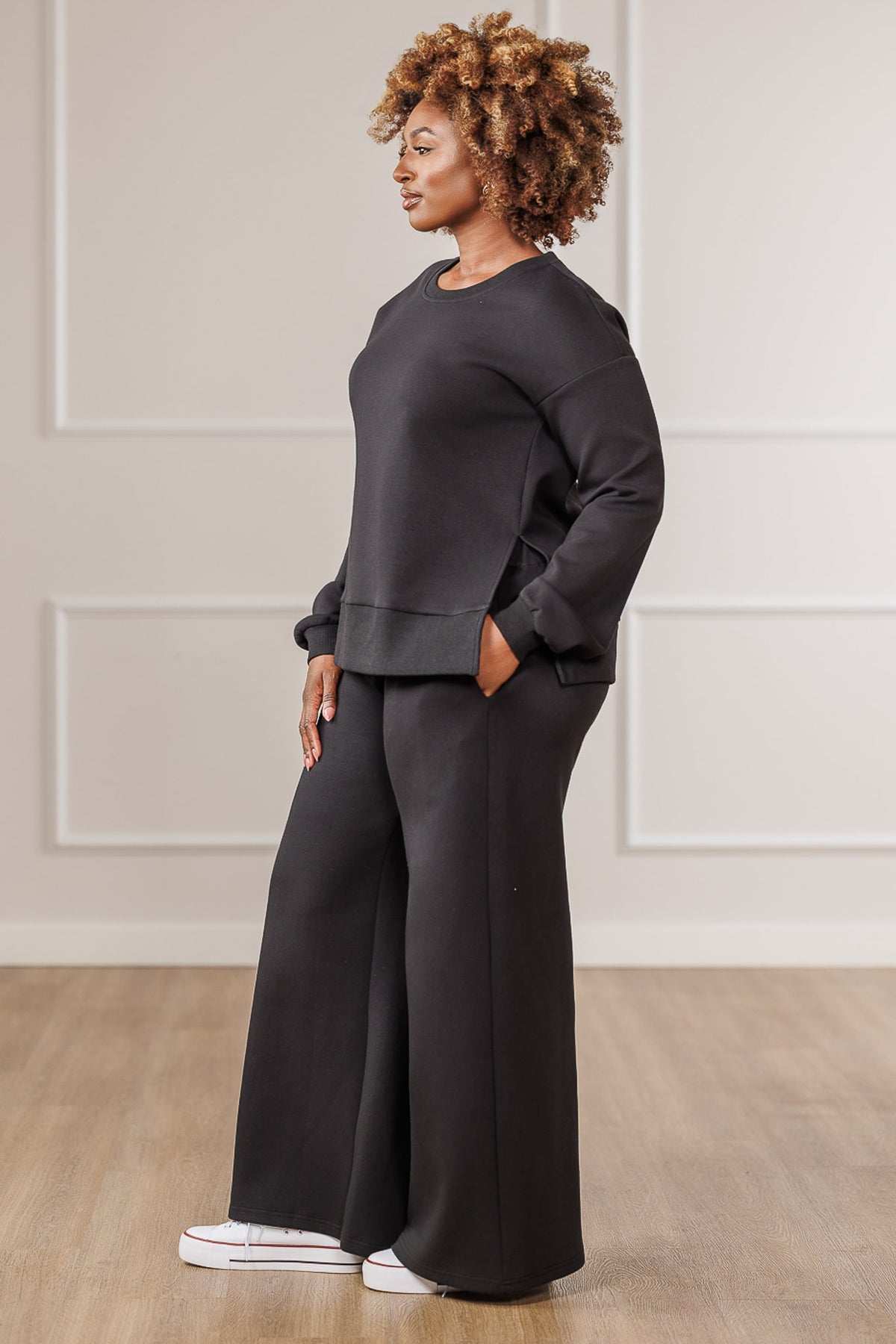 Bailey Side Slit Top - Black