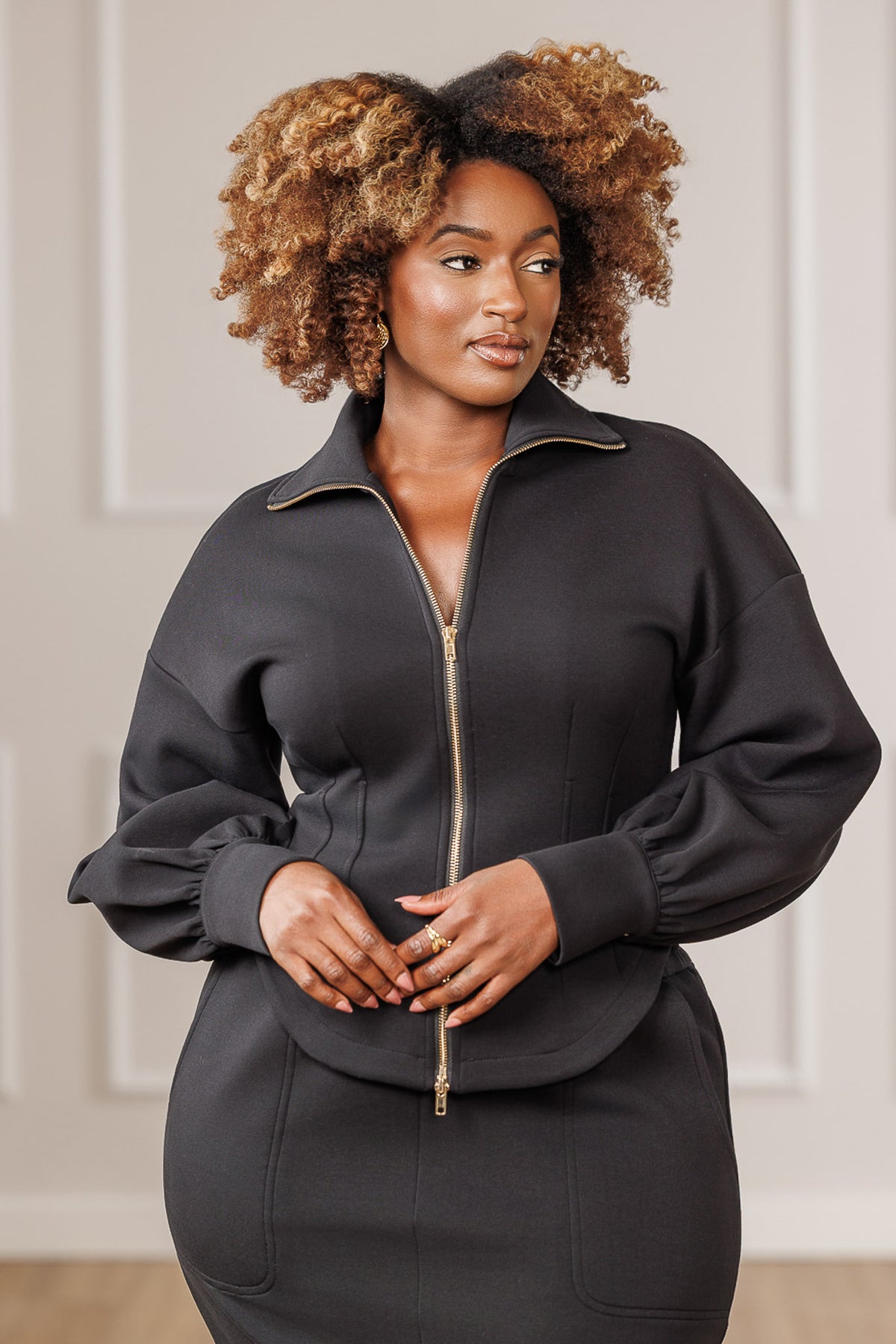 Nyla Cinched Waist Jacket - Black