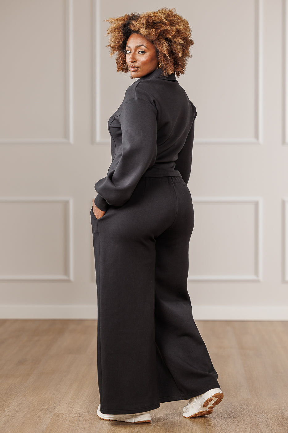 Cleo Half Zip Top - Black