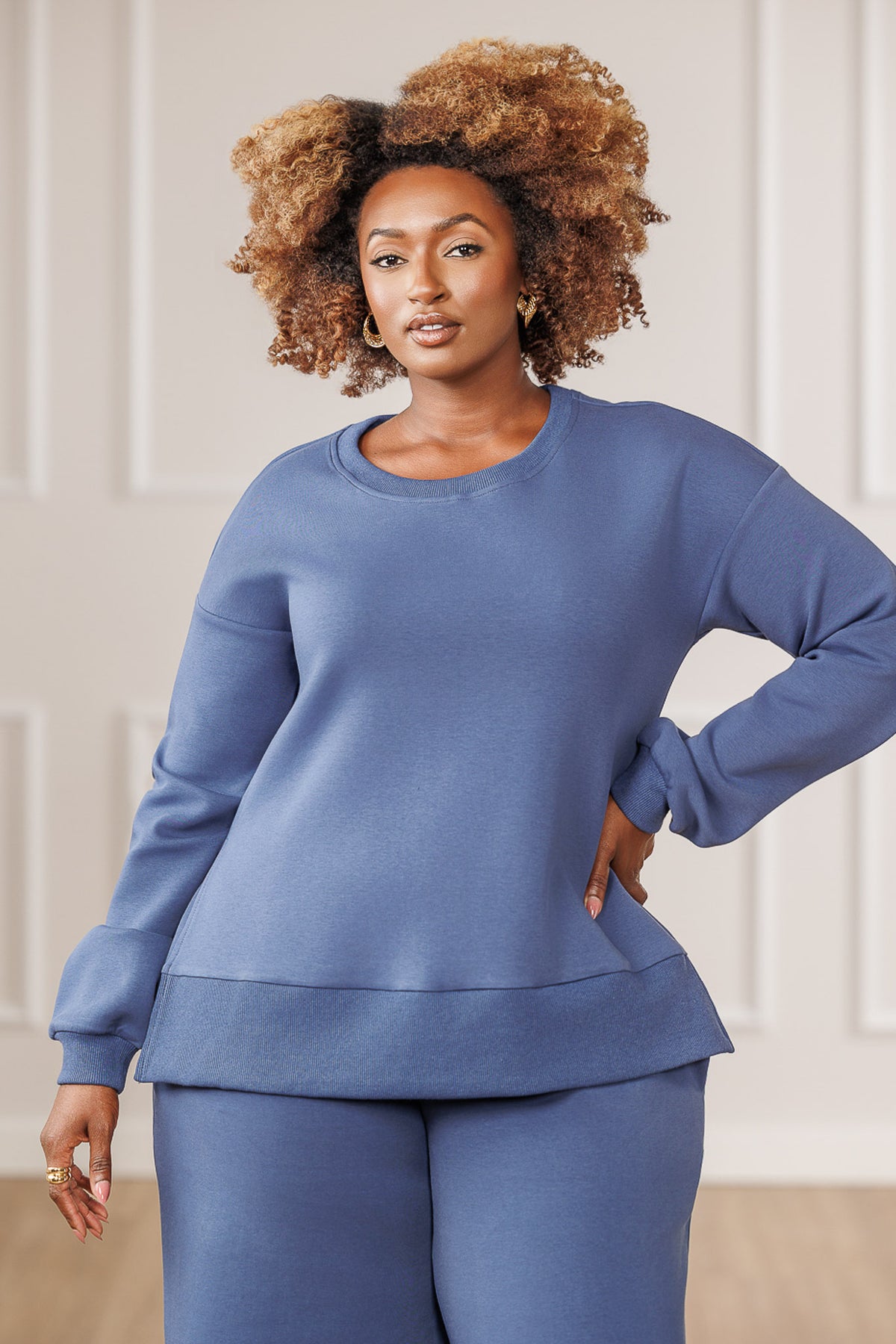 Bailey Side Slit Top - Blue