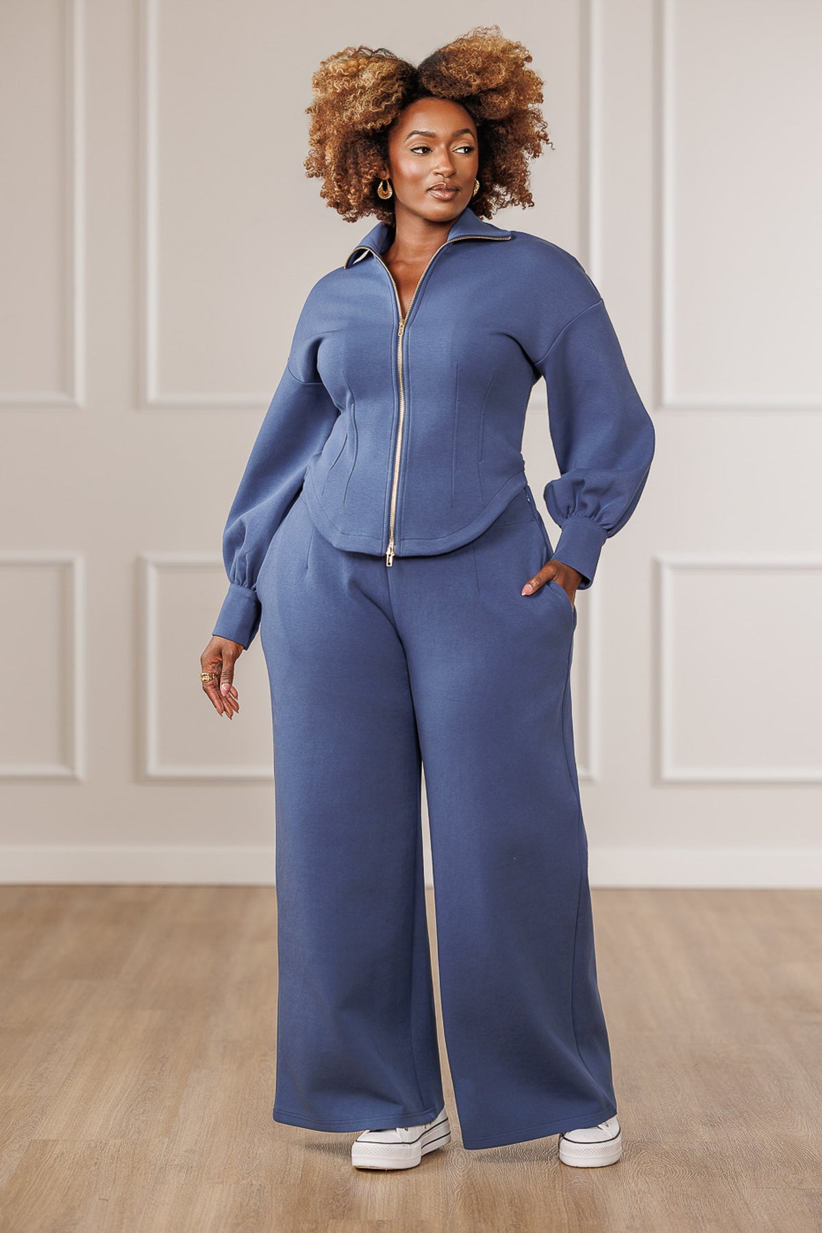Akila Wide Leg Pants - Blue