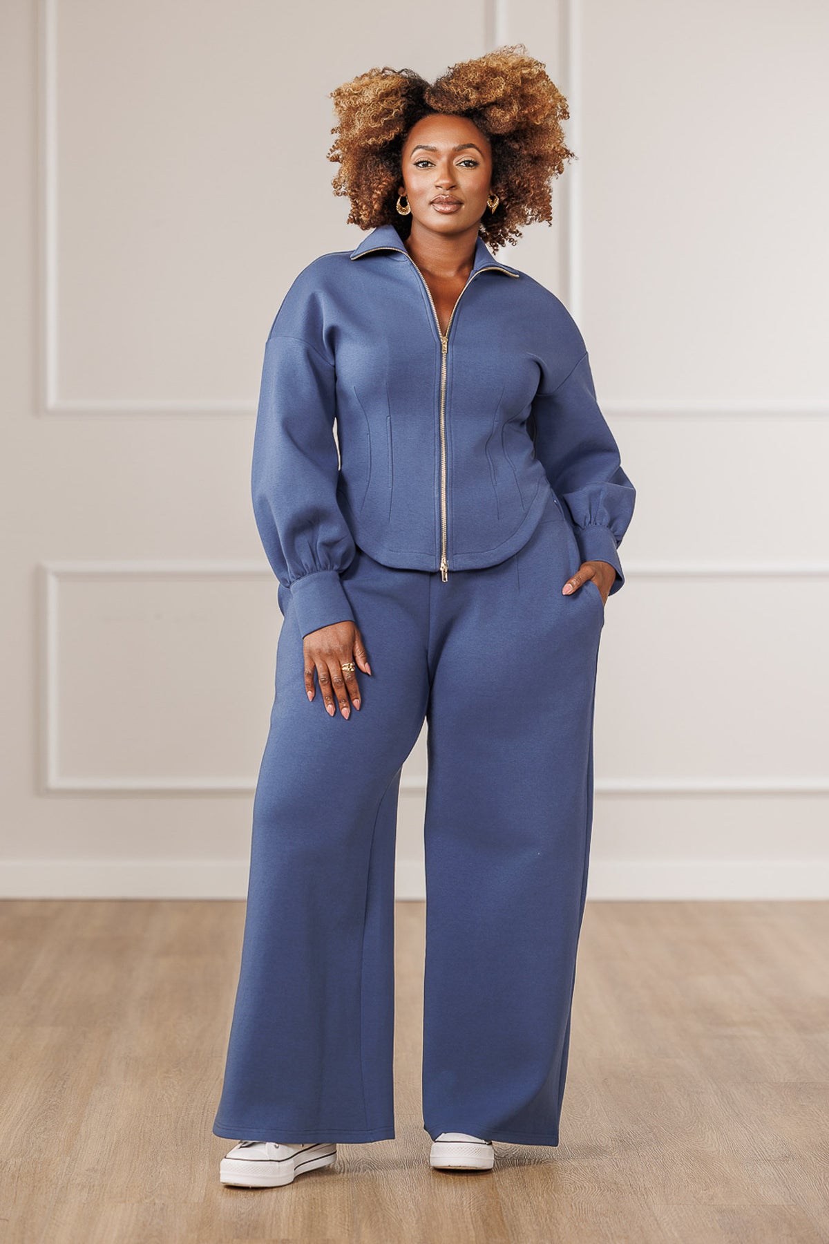 Nyla Cinched Waist Jacket - Blue