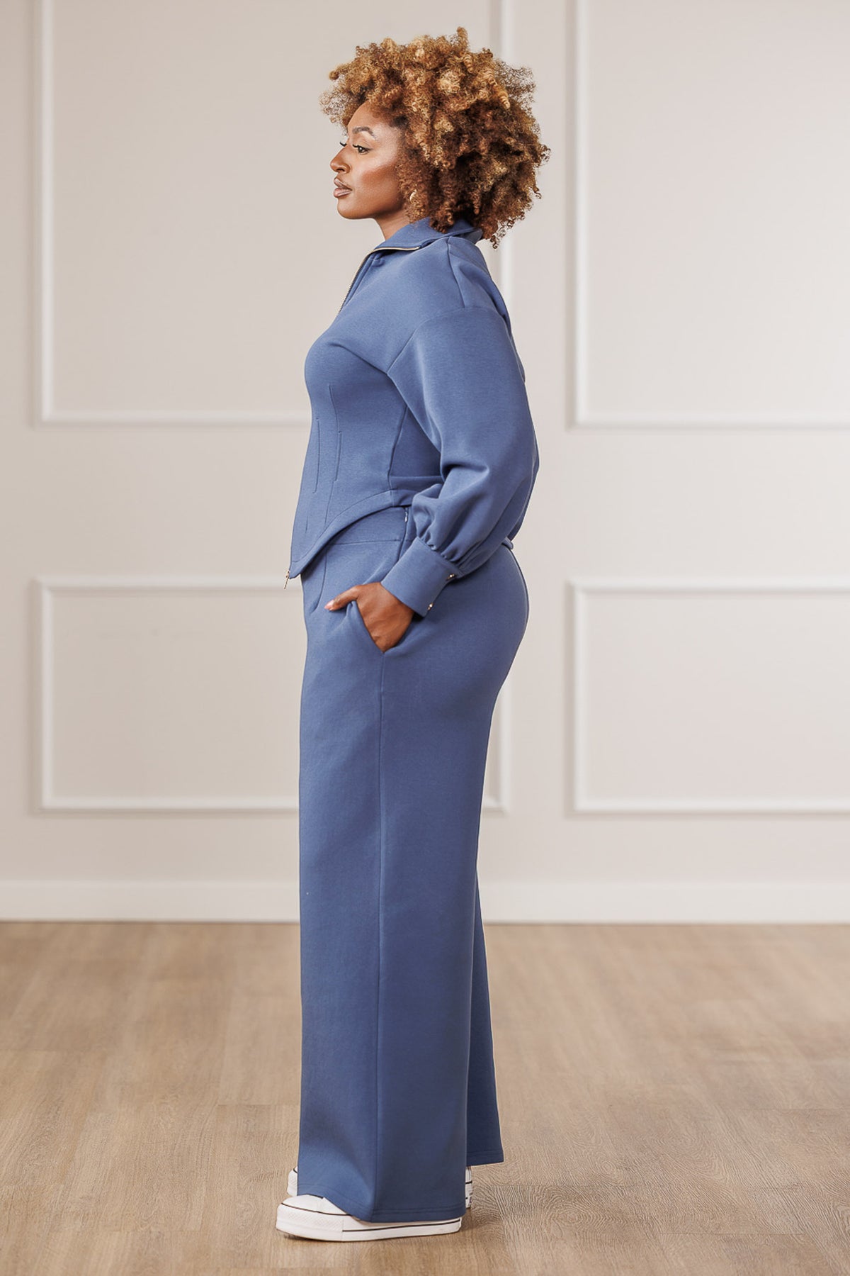 Nyla Cinched Waist Jacket - Blue