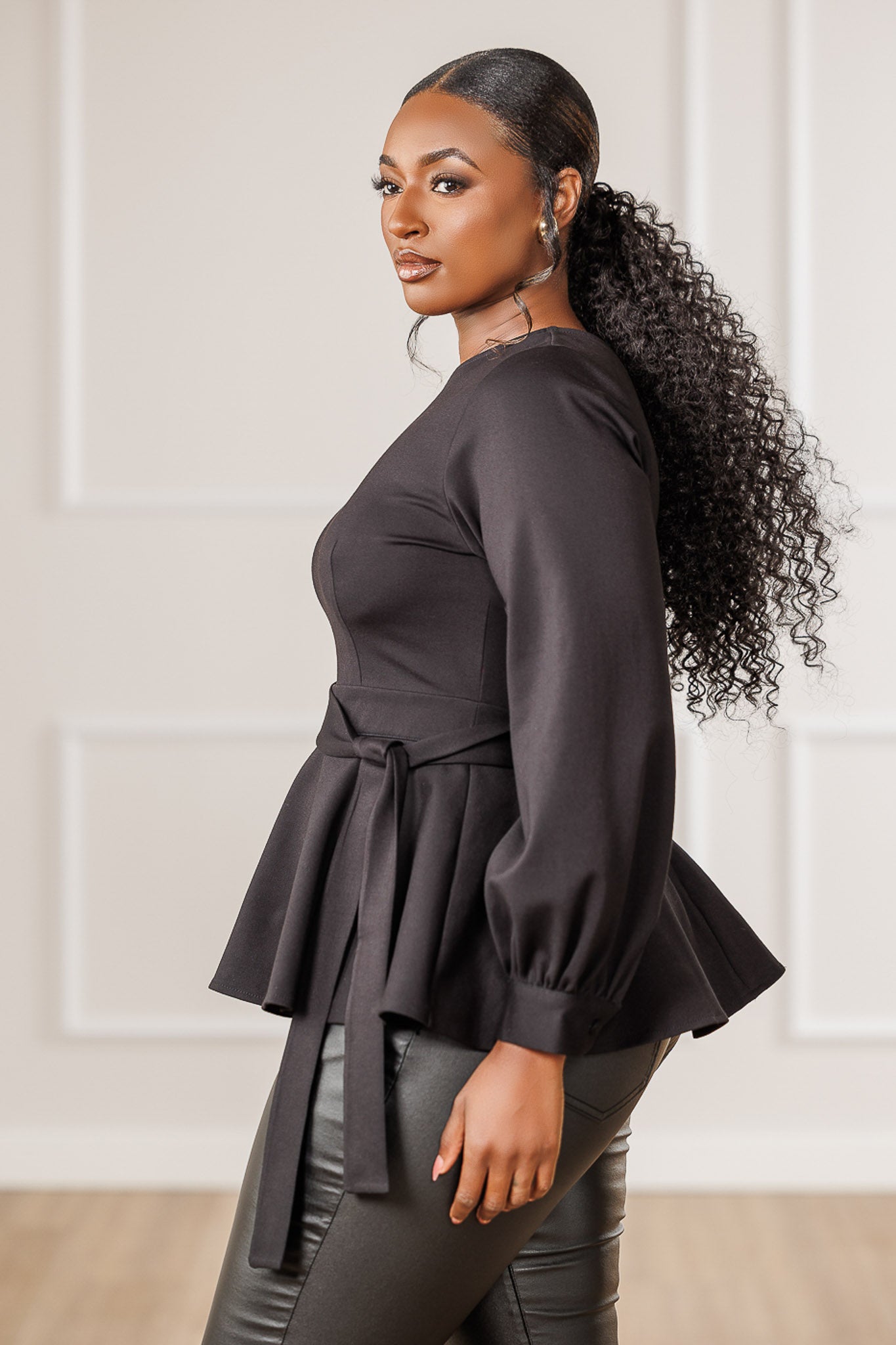 Gia Off Shoulder Peplum Top - Black