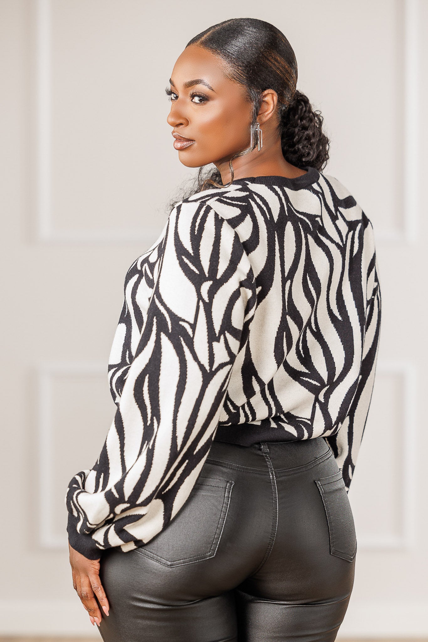 Tegan Mosaic Knit Sweater - Black