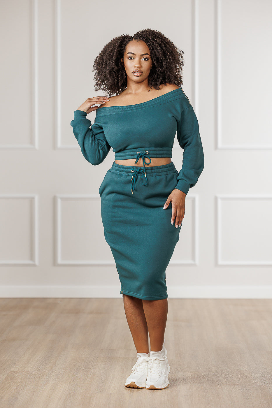 FINAL SALE - Aliya Fleece Side Zip Skirt - Emerald