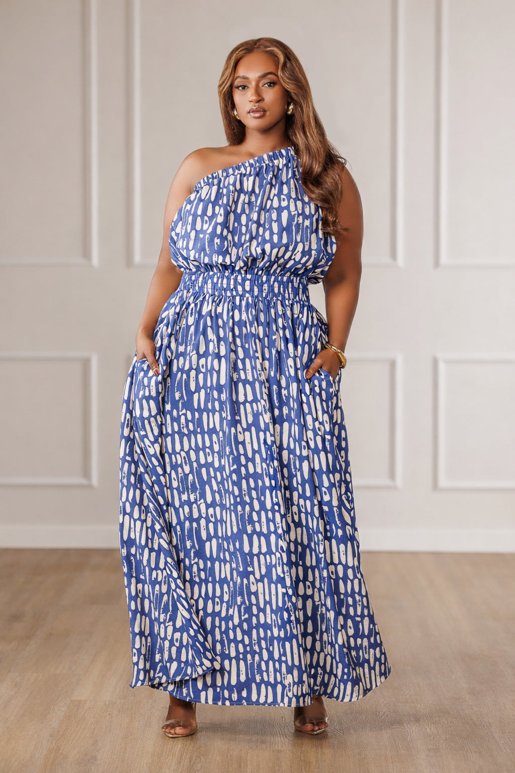 Coral One Shoulder Maxi Dress